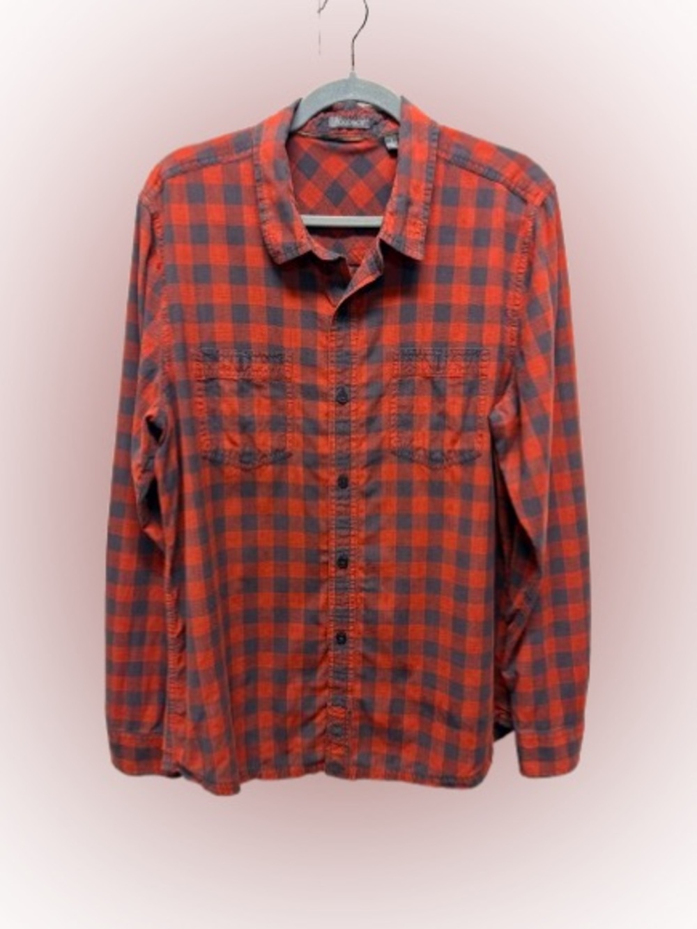 Toad&Co Men’s Organic Cotton Buffalo Plaid Button Front Shirt Large Red Black